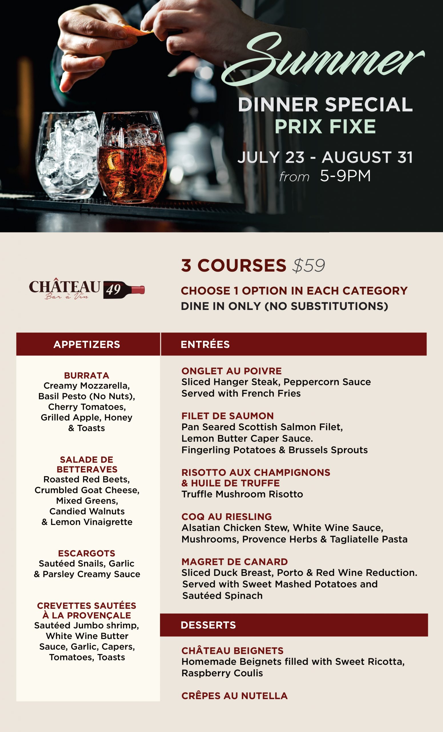 Prix Fixe Summer Dinner